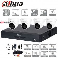 DAHUA kit 4 caméras audio dômes 2mpx